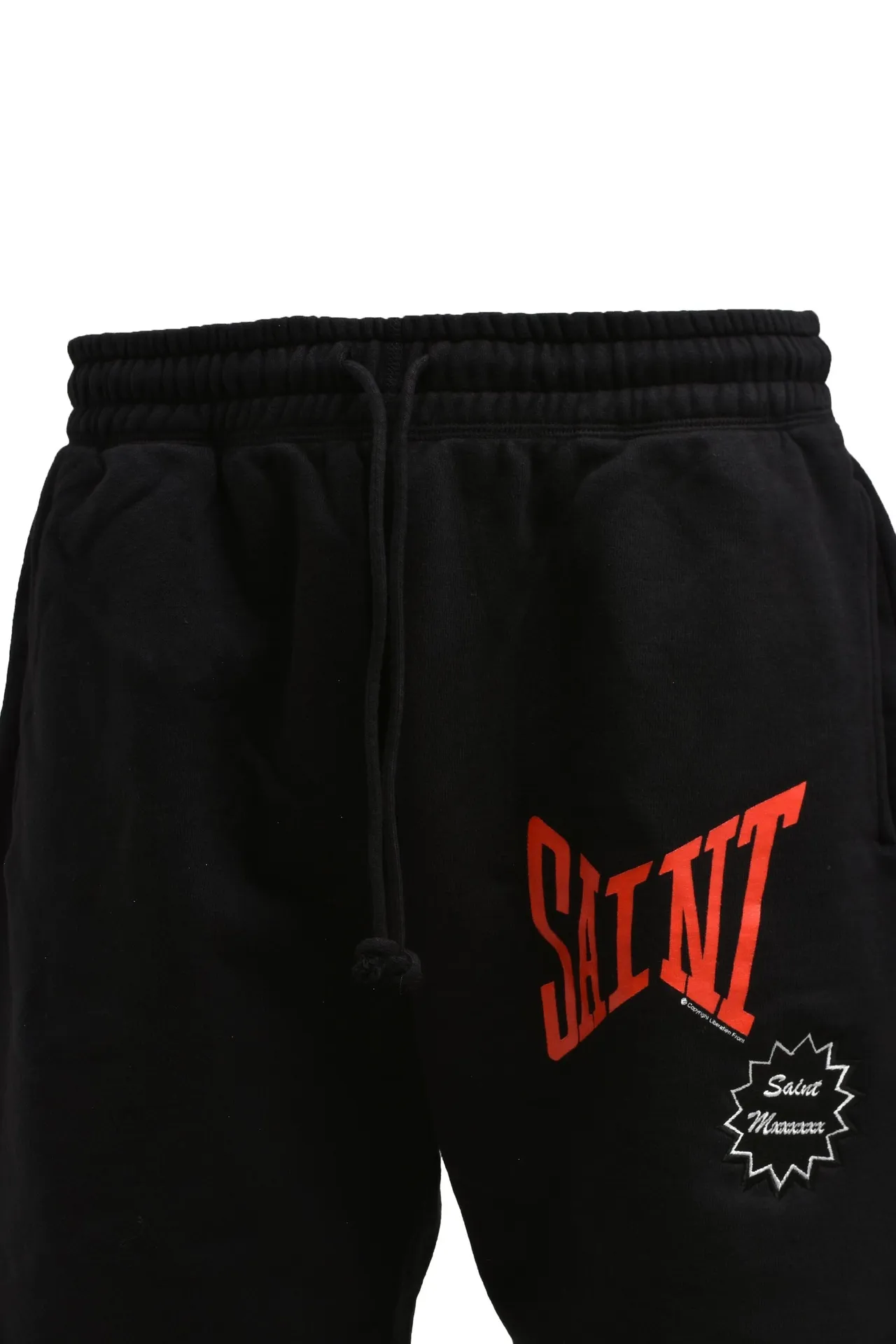 SAINT Mxxxxxx 'SAINT' SWEAT SHORTS/GRY/BLK embroidered SAINT LOGO basic shorts, distressed gray/washed black S-XL, four needles and six threads throughout, produced by a major domestic factory, imported Tajima machine embroidery, washed and distressed, original version